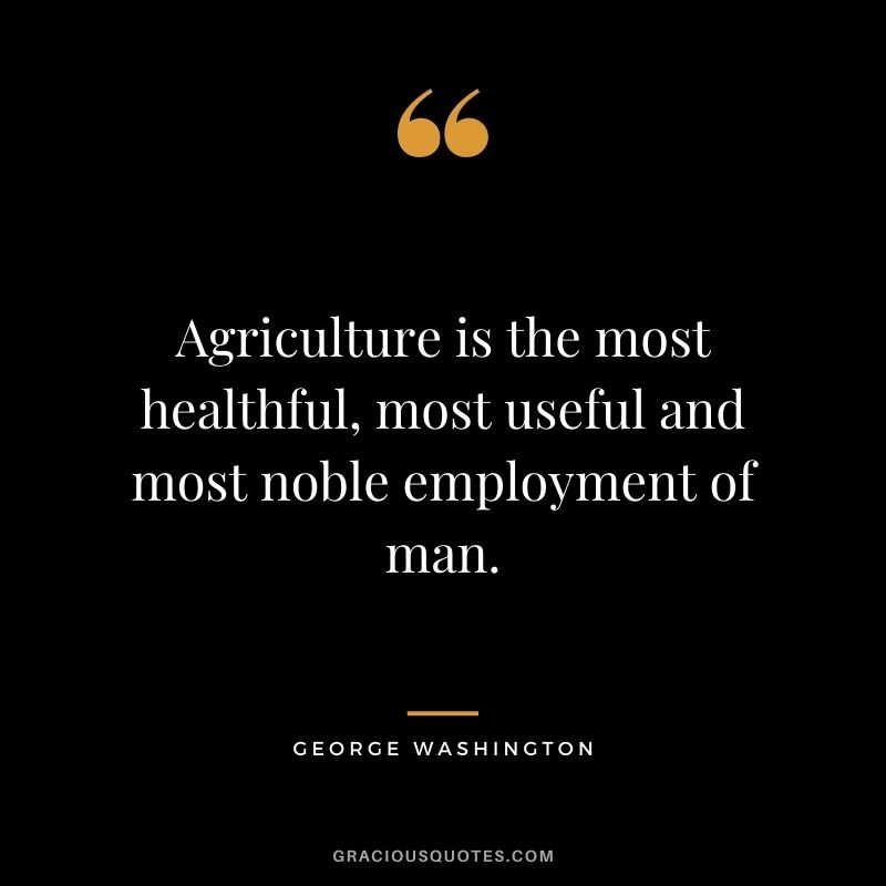 Agriculture is the most healthful, most useful and most noble employment of man. - George Washington
