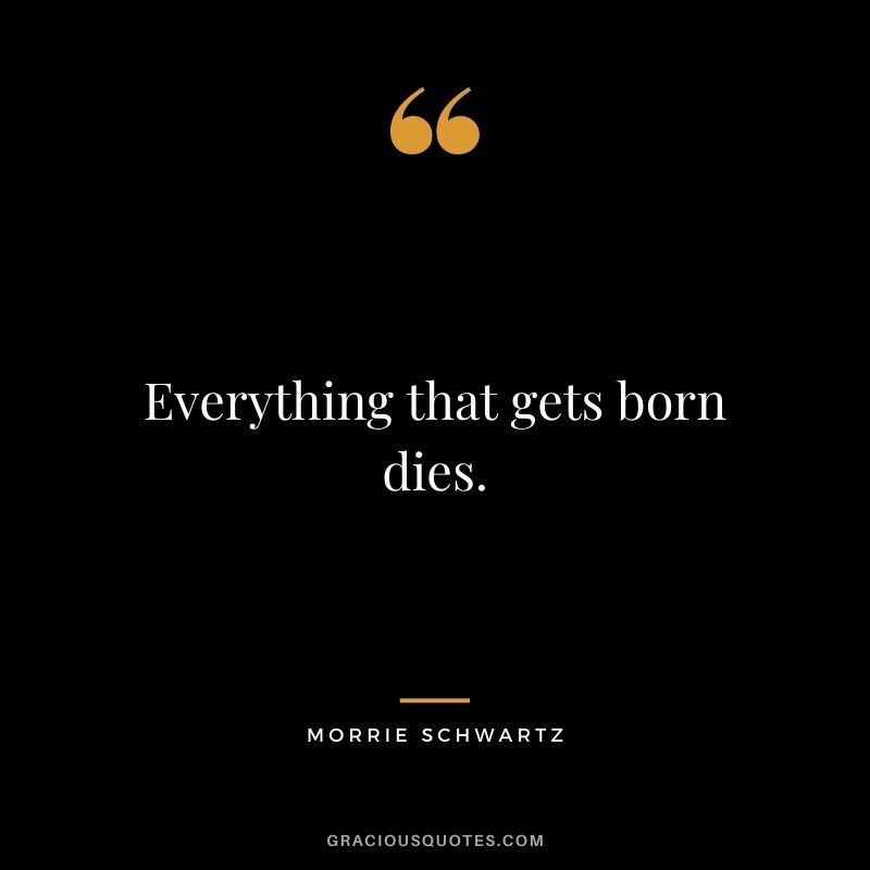 Everything that gets born dies.