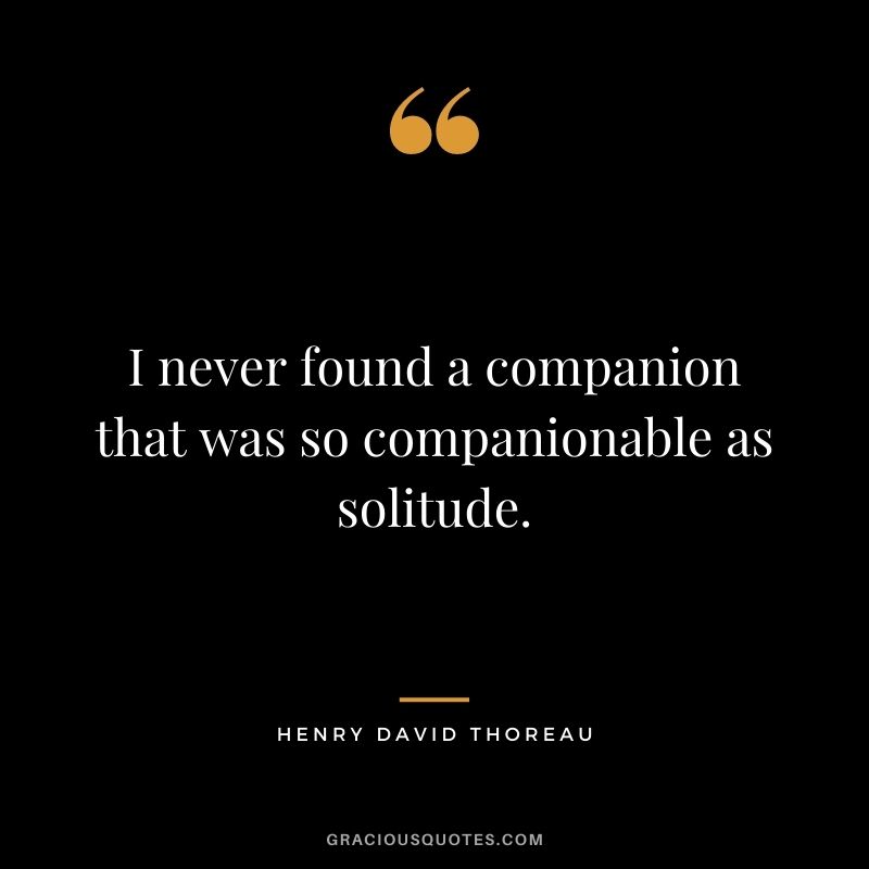 I never found a companion that was so companionable as solitude. – Henry David Thoreau