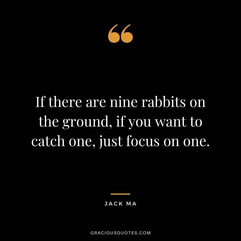 If there are nine rabbits on the ground, if you want to catch one, just focus on one. - Jack Ma