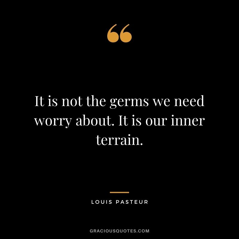 It is not the germs we need worry about. It is our inner terrain.