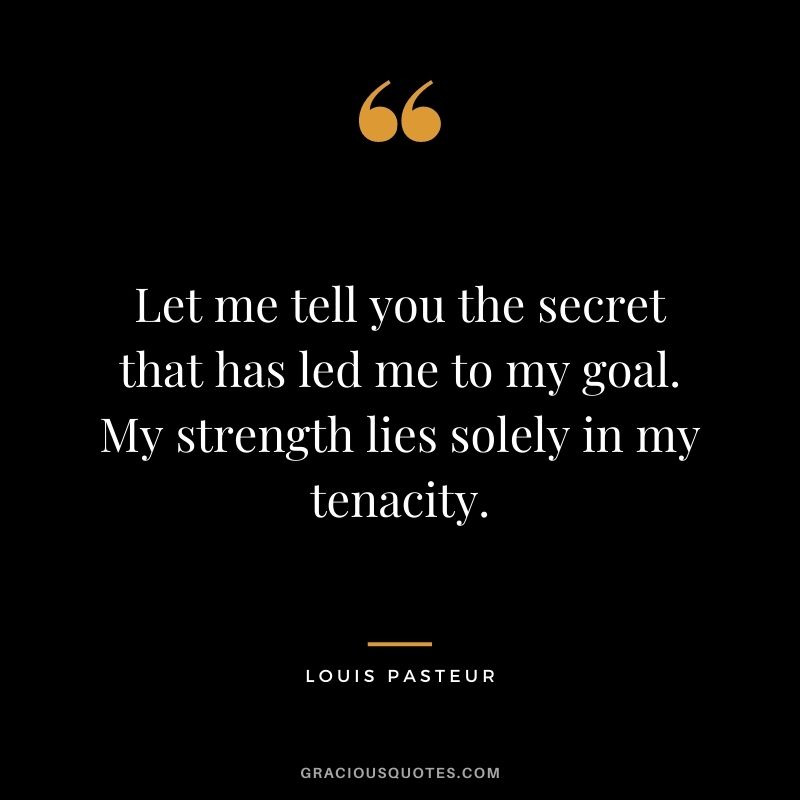 Let me tell you the secret that has led me to my goal. My strength lies solely in my tenacity.