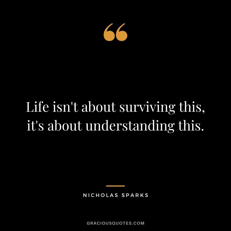 Life isn't about surviving this, it's about understanding this.