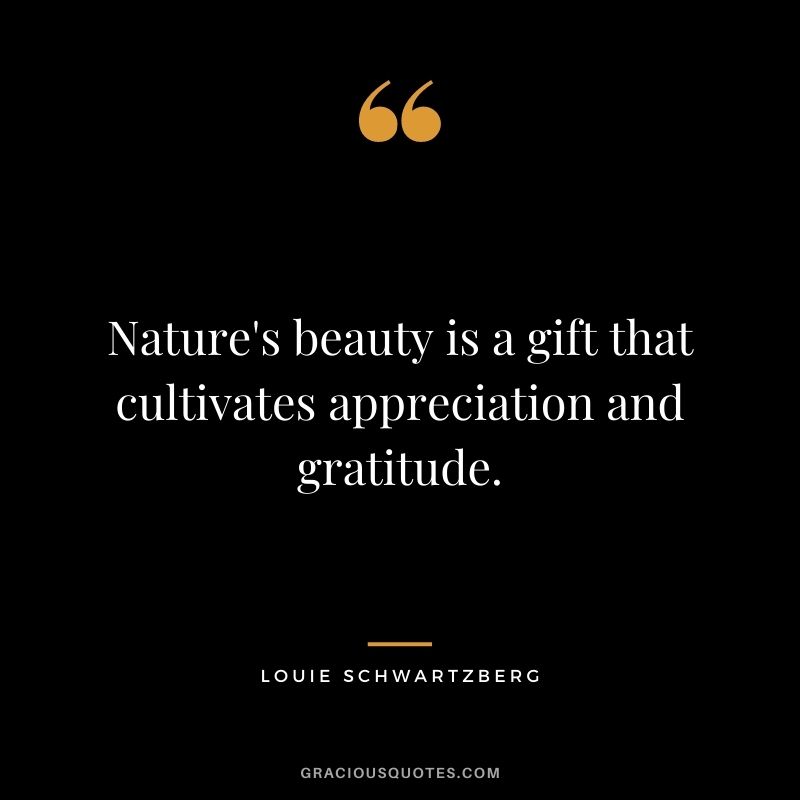 Nature's beauty is a gift that cultivates appreciation and gratitude. - Louie Schwartzberg