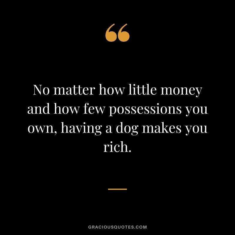 No matter how little money and how few possessions you own, having a dog makes you rich.