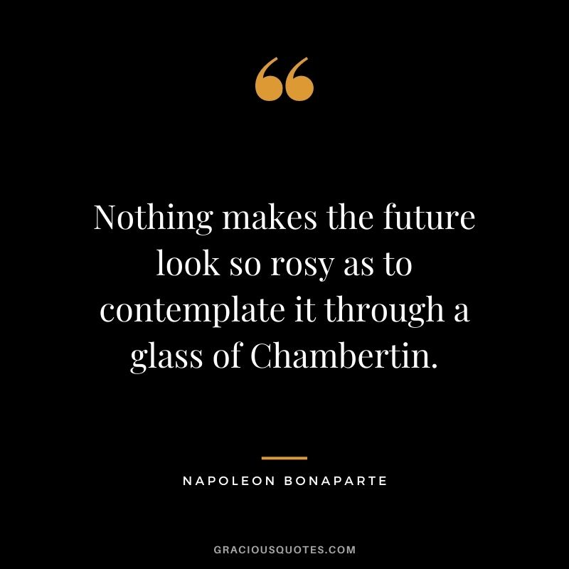 Nothing makes the future look so rosy as to contemplate it through a glass of Chambertin. ― Napoleon Bonaparte