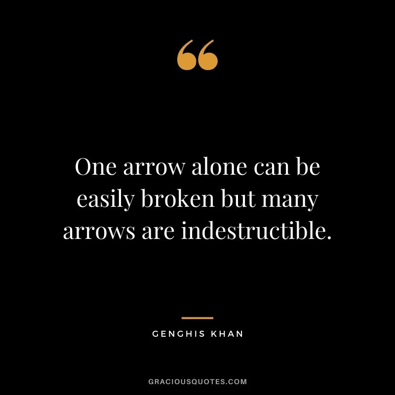 One arrow alone can be easily broken but many arrows are indestructible.