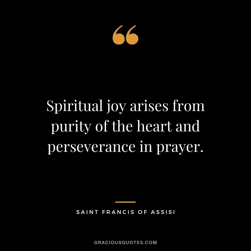 Spiritual joy arises from purity of the heart and perseverance in prayer.