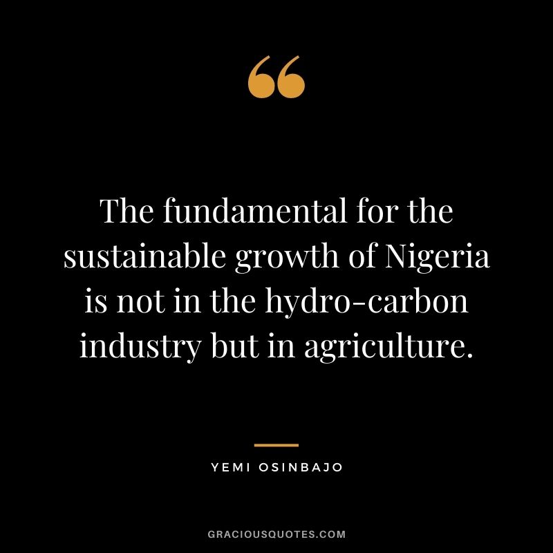 The fundamental for the sustainable growth of Nigeria is not in the hydro-carbon industry but in agriculture. - Yemi Osinbajo