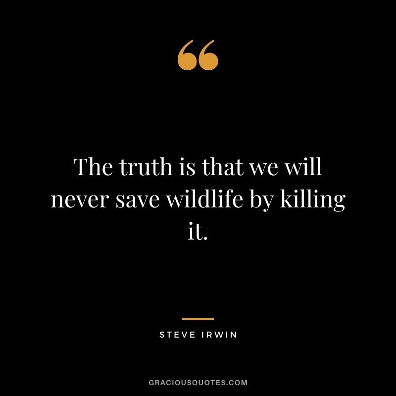 The truth is that we will never save wildlife by killing it.
