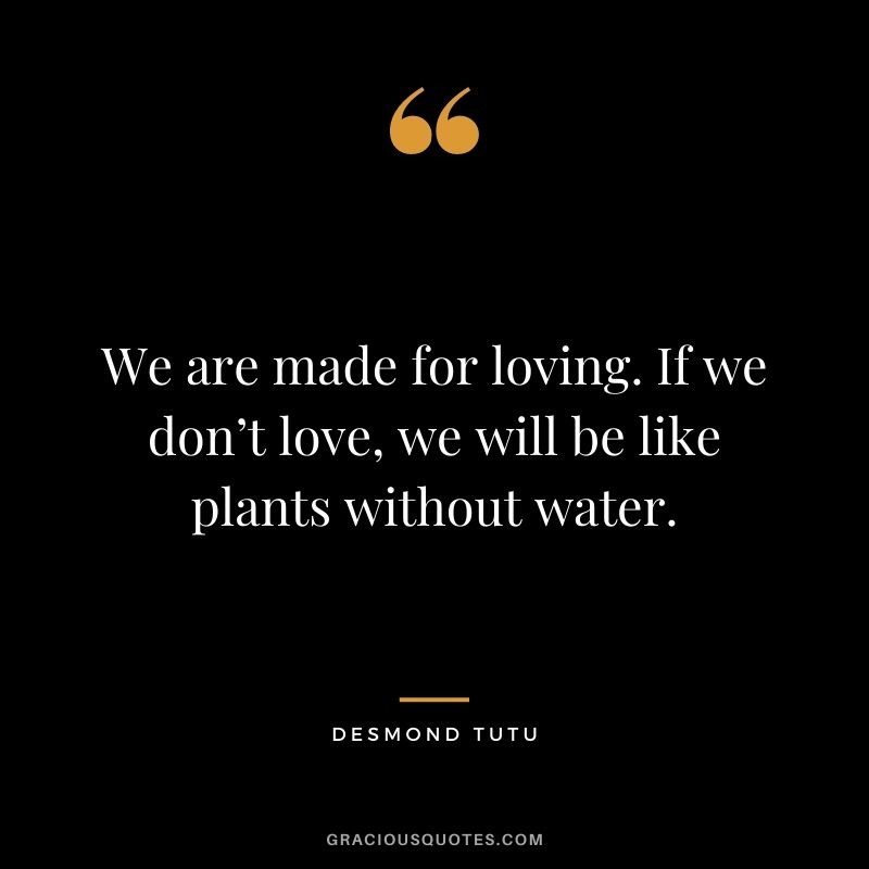 We are made for loving. If we don’t love, we will be like plants without water.