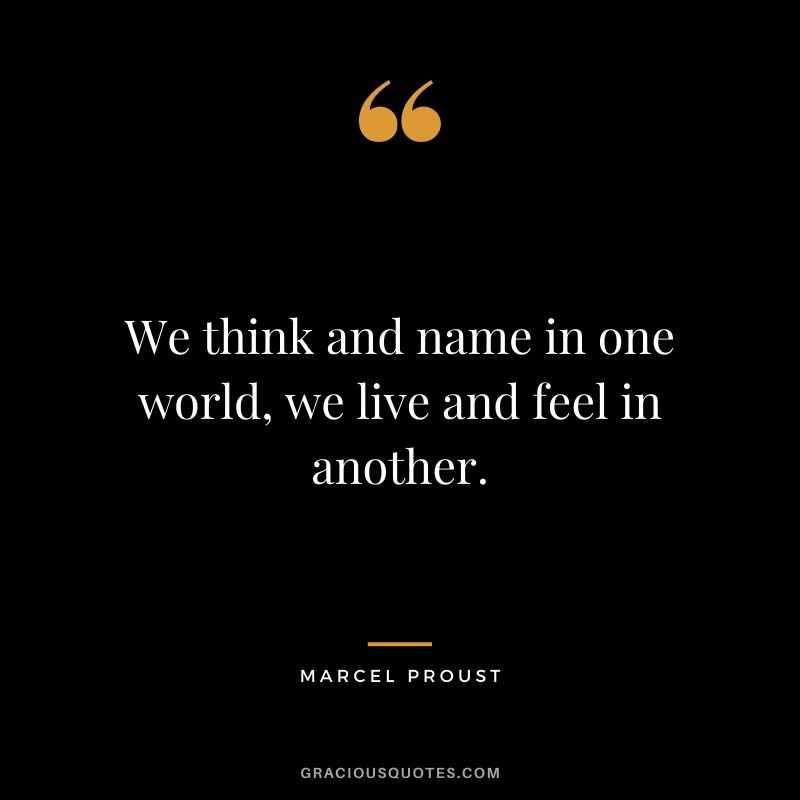We think and name in one world, we live and feel in another.