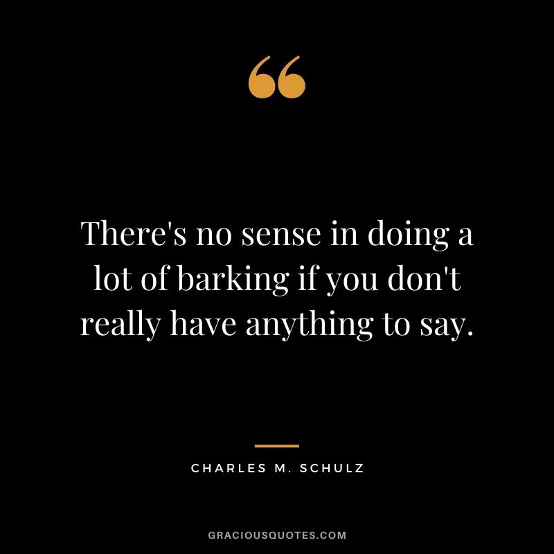 There's no sense in doing a lot of barking if you don't really have anything to say.