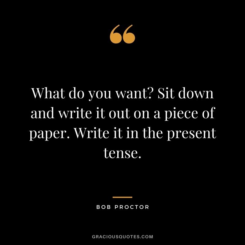 What do you want? Sit down and write it out on a piece of paper. Write it in the present tense.