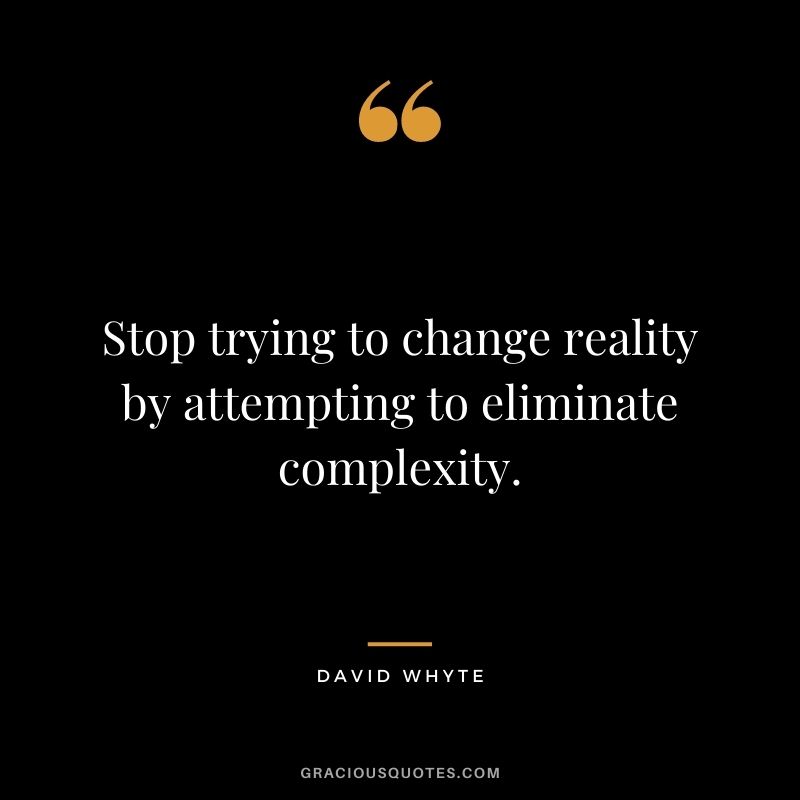 Stop trying to change reality by attempting to eliminate complexity.