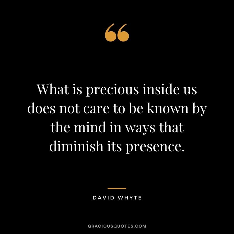 What is precious inside us does not care to be known by the mind in ways that diminish its presence.
