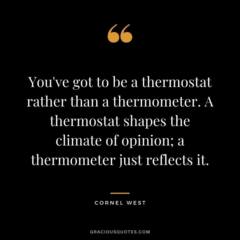 You've got to be a thermostat rather than a thermometer. A thermostat shapes the climate of opinion; a thermometer just reflects it.
