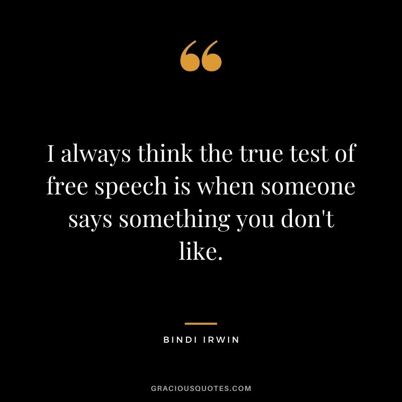 I always think the true test of free speech is when someone says something you don't like.