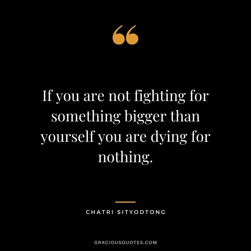 If you are not fighting for something bigger than yourself you are dying for nothing.