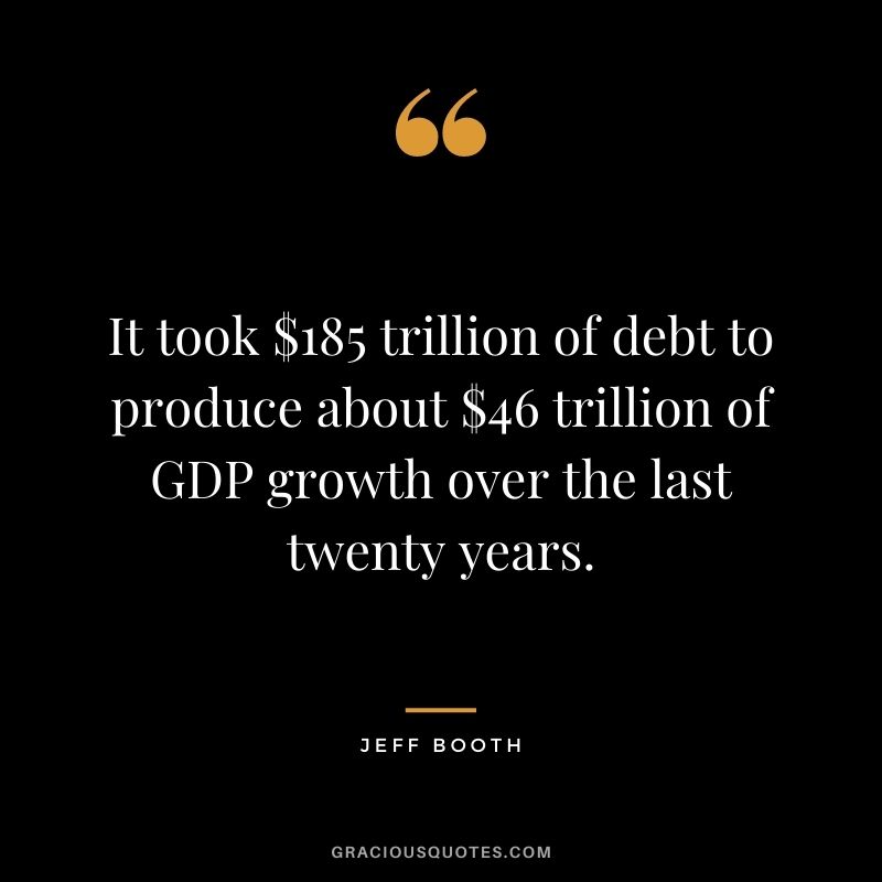 It took $185 trillion of debt to produce about $46 trillion of GDP growth over the last twenty years.