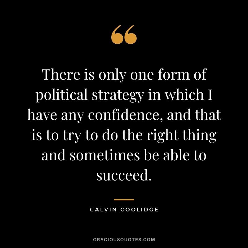 There is only one form of political strategy in which I have any confidence, and that is to try to do the right thing and sometimes be able to succeed.