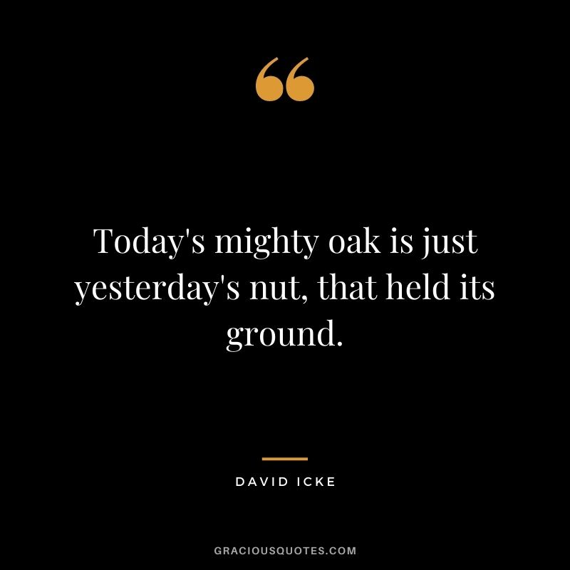 Today's mighty oak is just yesterday's nut, that held its ground.