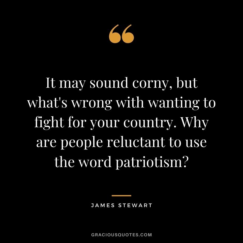 It may sound corny, but what's wrong with wanting to fight for your country. Why are people reluctant to use the word patriotism?
