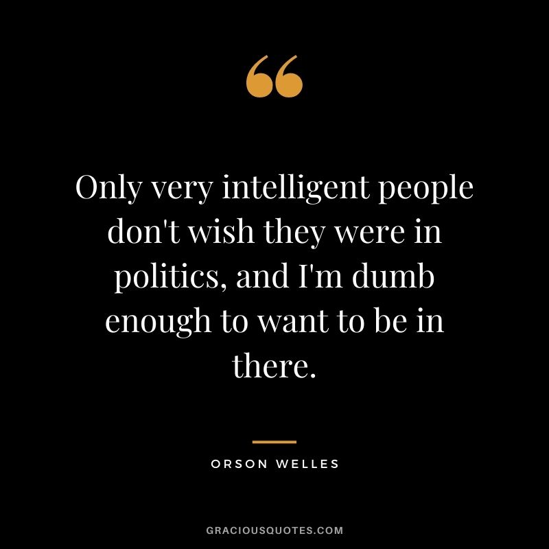 Only very intelligent people don't wish they were in politics, and I'm dumb enough to want to be in there.