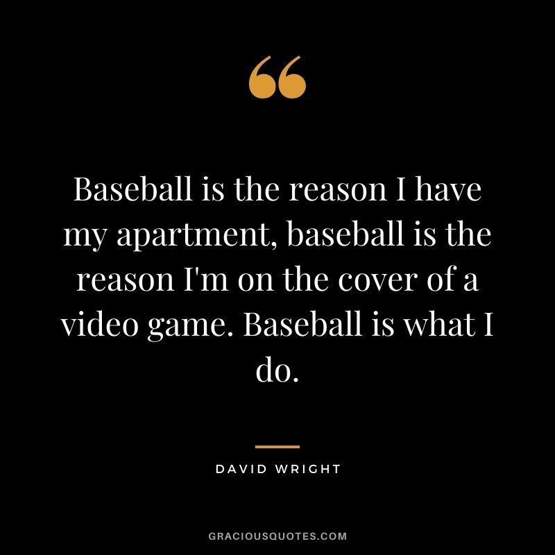 Baseball is the reason I have my apartment, baseball is the reason I'm on the cover of a video game. Baseball is what  I do.
