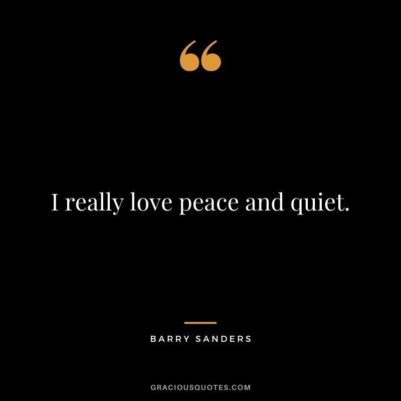 I really love peace and quiet.