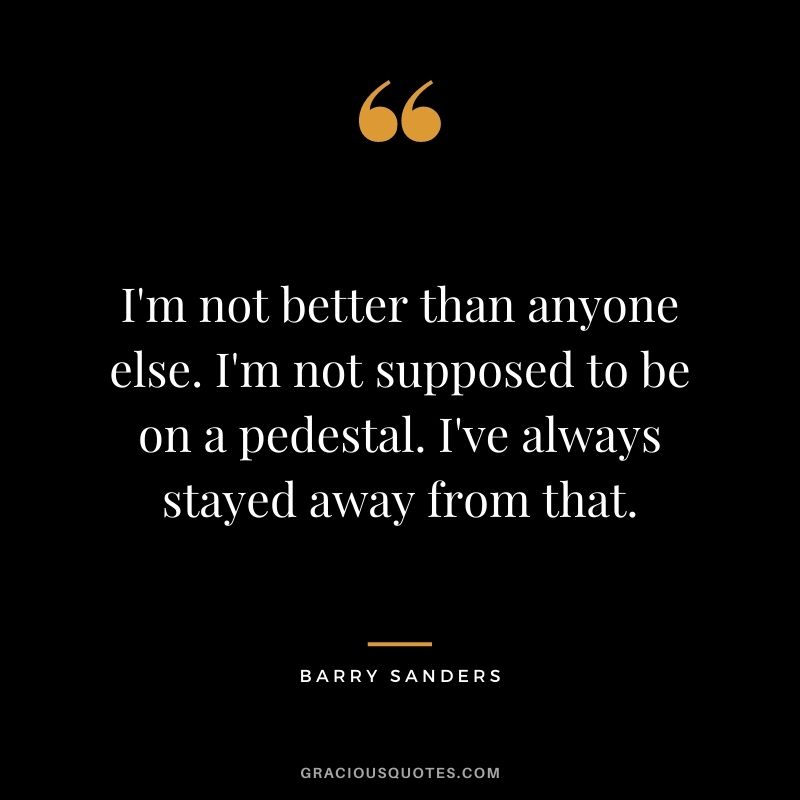 I'm not better than anyone else. I'm not supposed to be on a pedestal. I've always stayed away from that.
