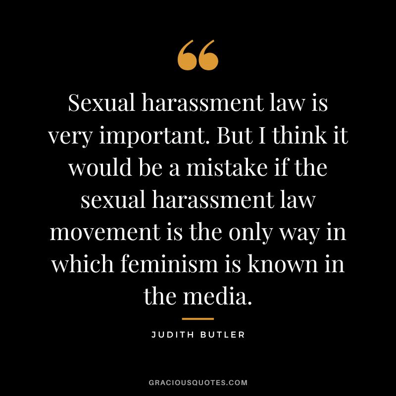 Sexual harassment law is very important. But I think it would be a mistake if the sexual harassment law movement is the only way in which feminism is known in the media.