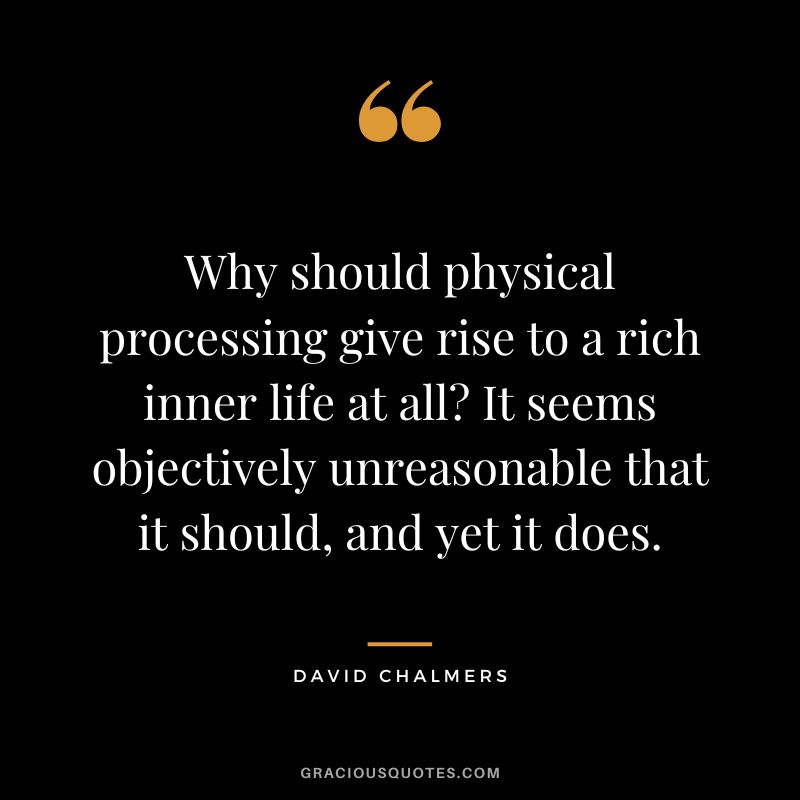Why should physical processing give rise to a rich inner life at all It seems objectively unreasonable that it should, and yet it does.