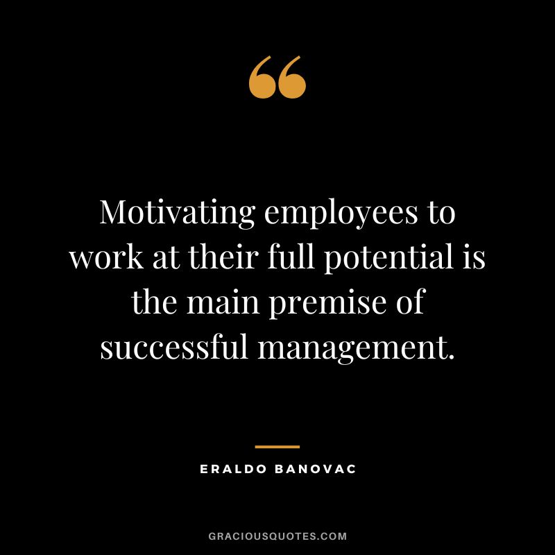 Motivating employees to work at their full potential is the main premise of successful management. - Eraldo Banovac