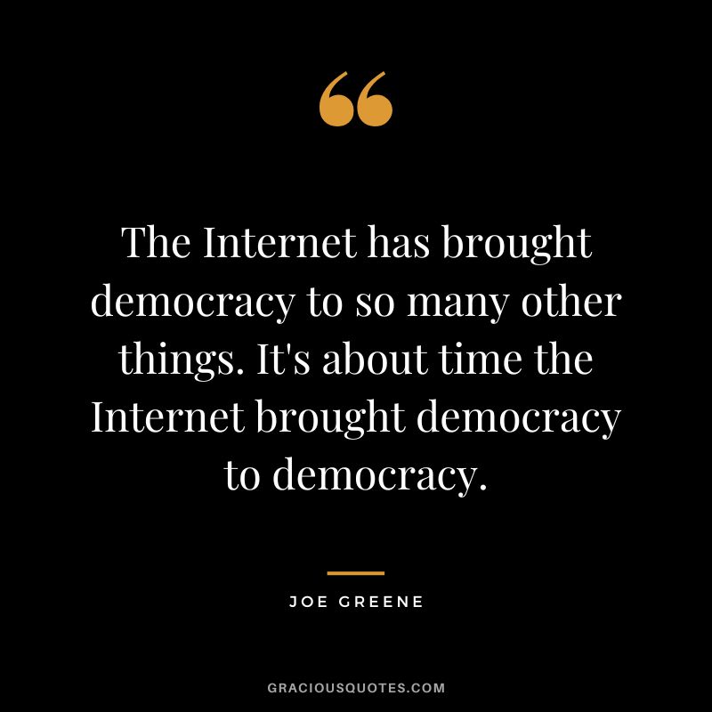 The Internet has brought democracy to so many other things. It's about time the Internet brought democracy to democracy.