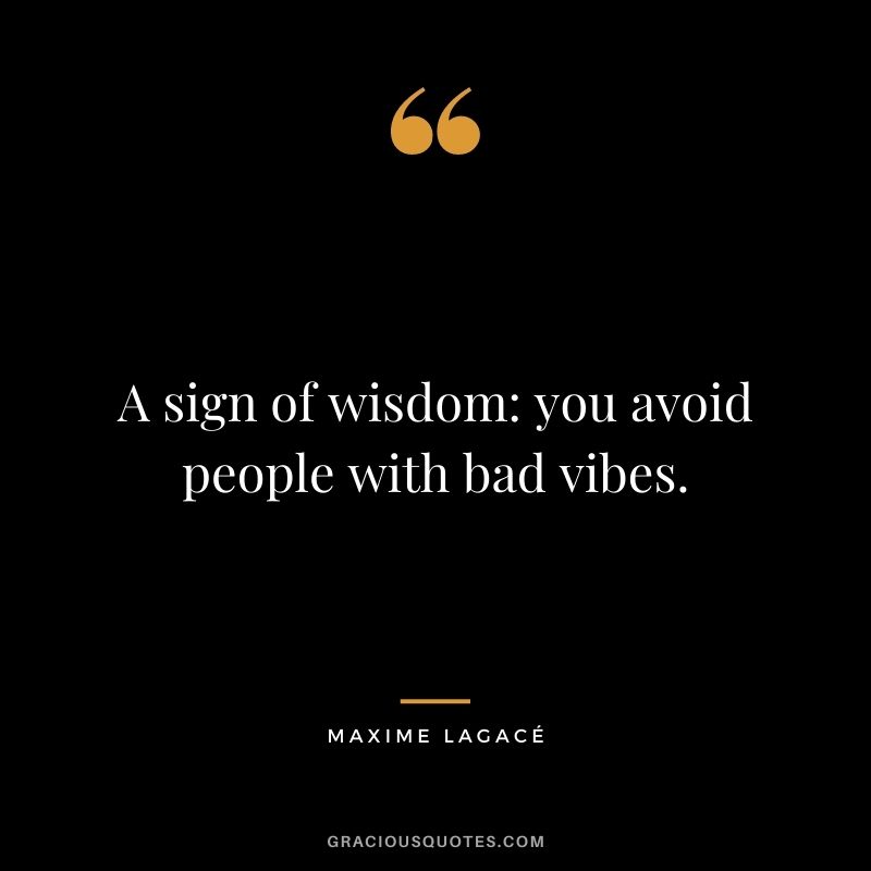 A sign of wisdom: you avoid people with bad vibes. - Maxime Lagacé
