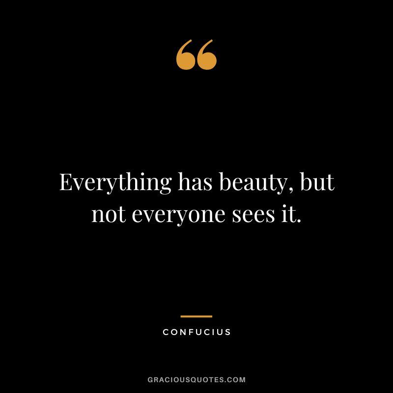 Everything has beauty, but not everyone sees it. - Confucius