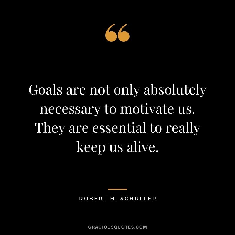 Goals are not only absolutely necessary to motivate us. They are essential to really keep us alive. - Robert H. Schuller