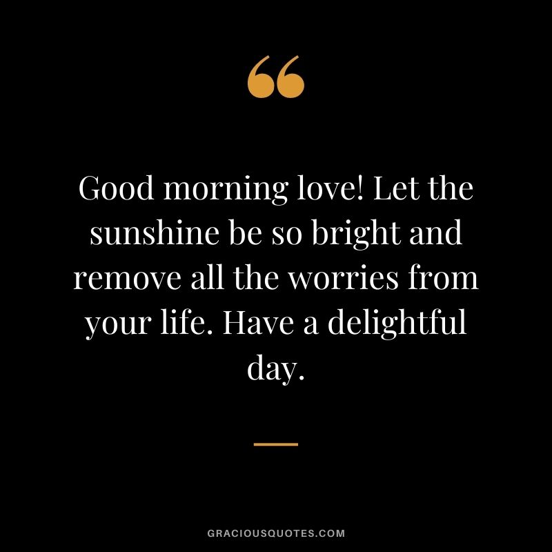 Good morning love! Let the sunshine be so bright and remove all the worries from your life. Have a delightful day.