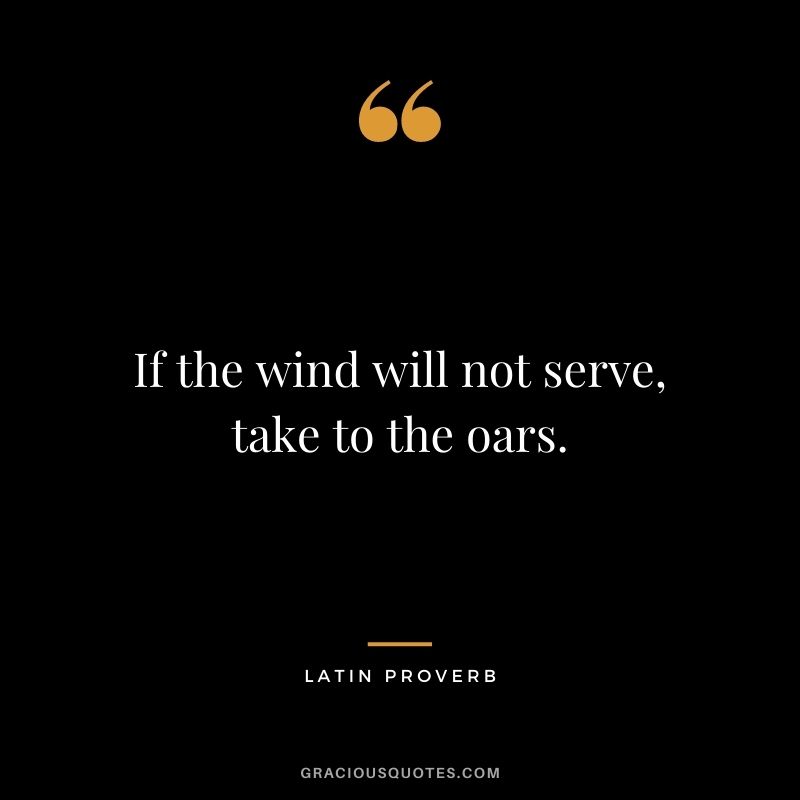 If the wind will not serve, take to the oars. – Latin Proverb