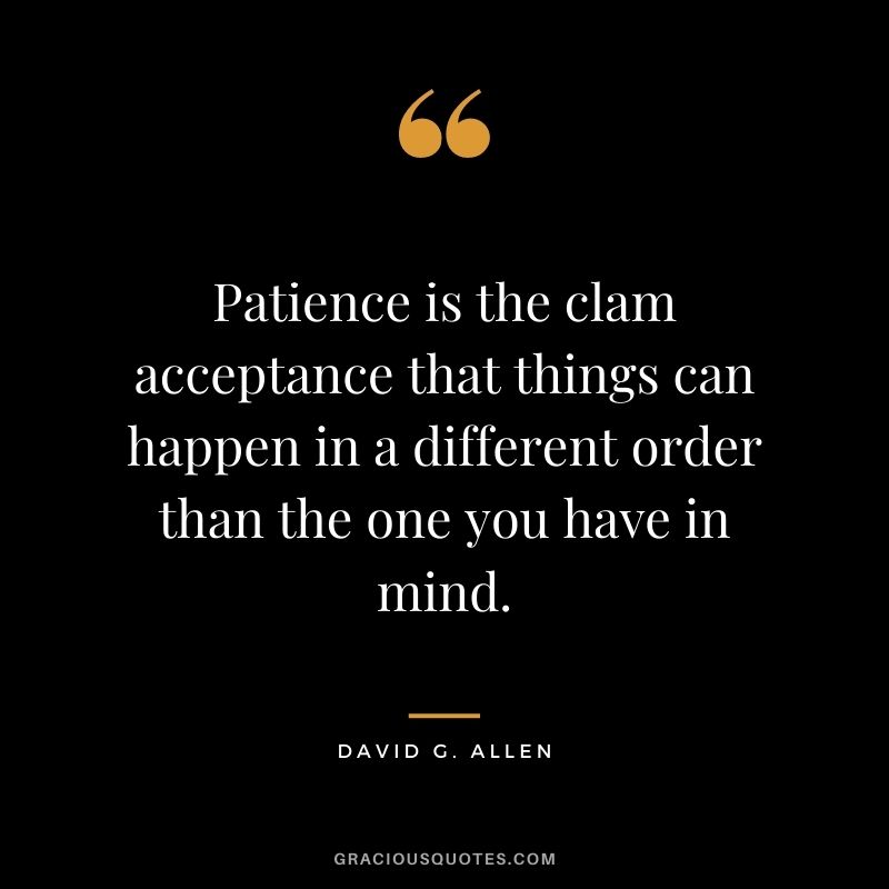Patience is the clam acceptance that things can happen in a different order than the one you have in mind. - David G. Allen