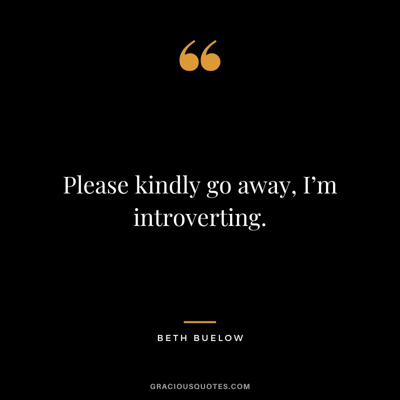 Please kindly go away, I’m introverting. - Beth Buelow