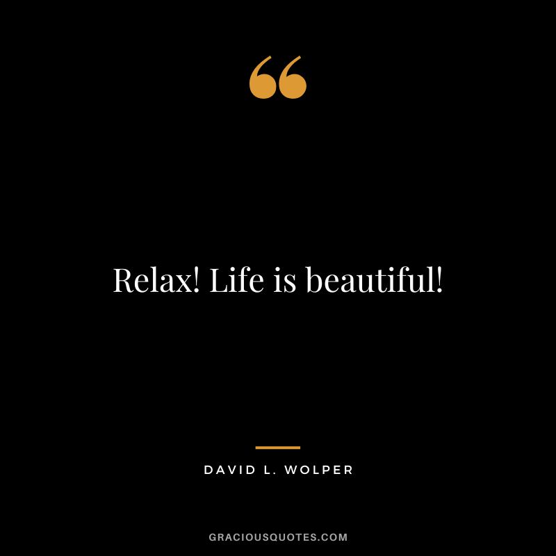 Relax! Life is beautiful! - David L. Wolper