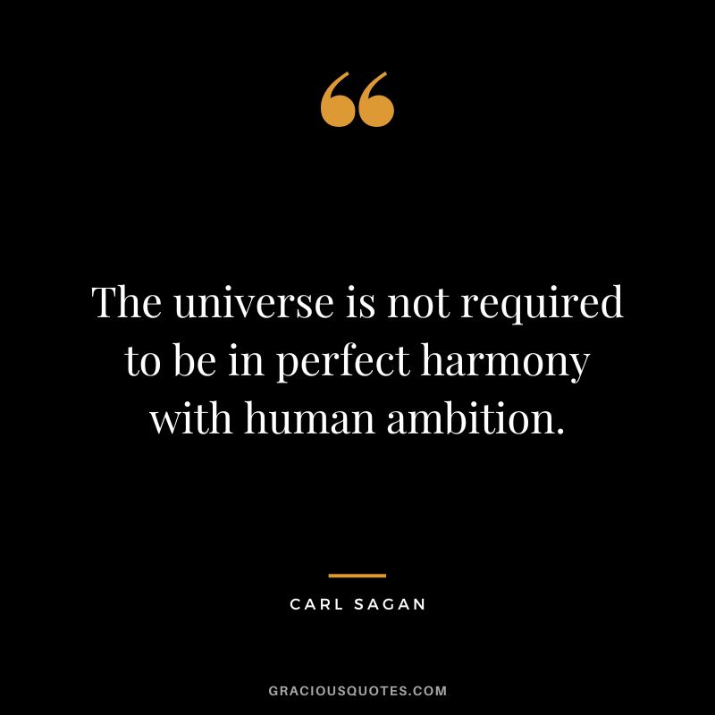 The universe is not required to be in perfect harmony with human ambition. - Carl Sagan
