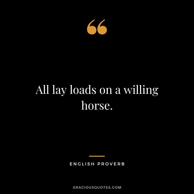 All lay loads on a willing horse.