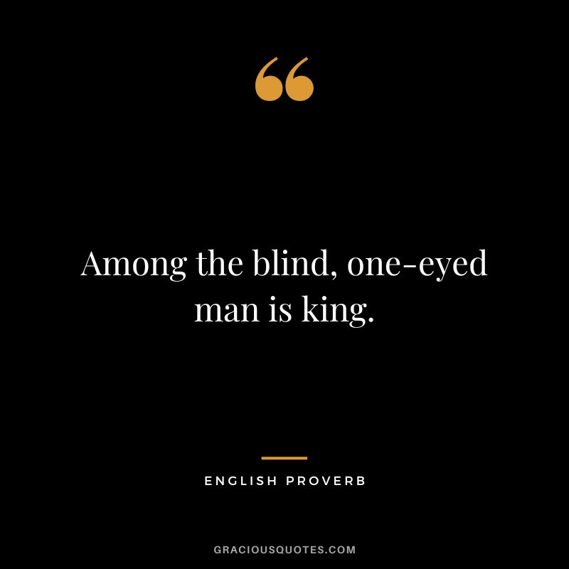 Among the blind, one-eyed man is king.