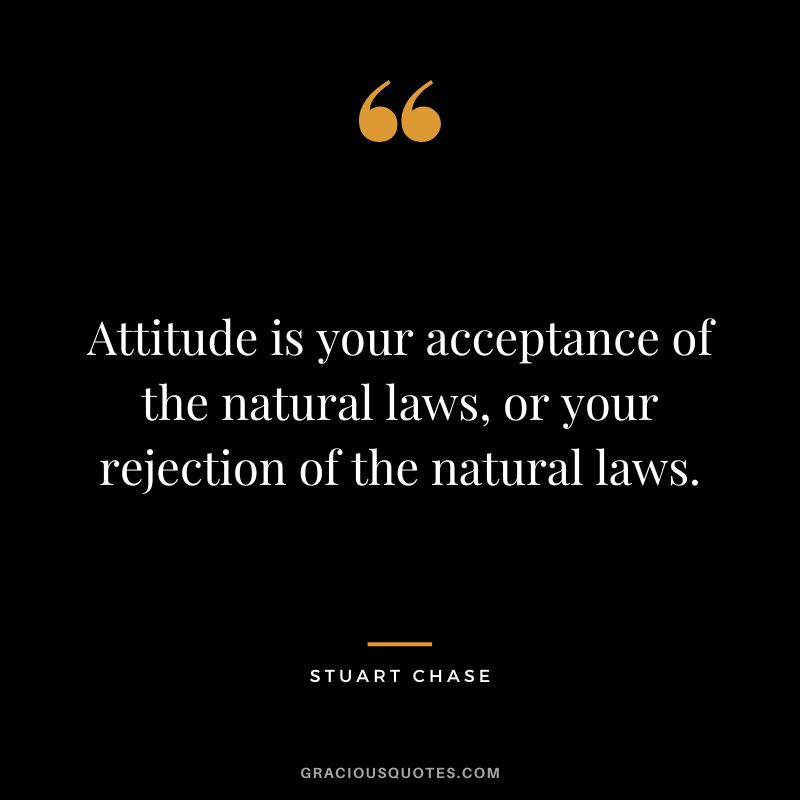 Attitude is your acceptance of the natural laws, or your rejection of the natural laws. - Stuart Chase