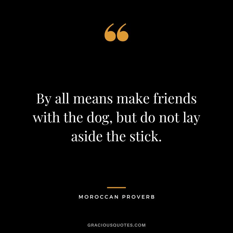 By all means make friends with the dog, but do not lay aside the stick.
