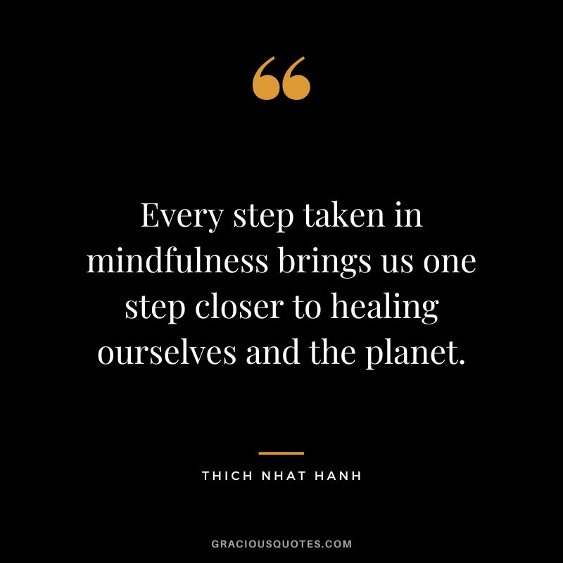 Every step taken in mindfulness brings us one step closer to healing ourselves and the planet. - Thich Nhat Hanhv
