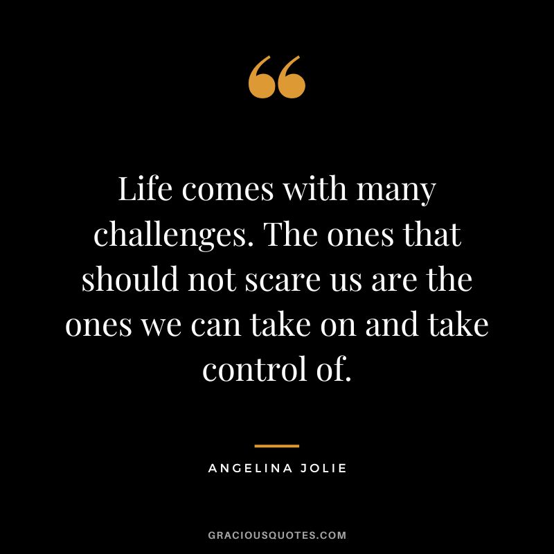 Life comes with many challenges. The ones that should not scare us are the ones we can take on and take control of. - Angelina Jolie